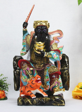新品七彩敦d煌坐山武财神赵公明家居摆件财神爷多规格中式树脂桌