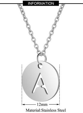 极速A-Z 26 Initials Name Necklace 12mm Round QPendant Letter