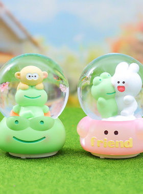 可爱萌宠HELLOFRIEND水晶球盲盒摆件发光音乐卧室装饰品