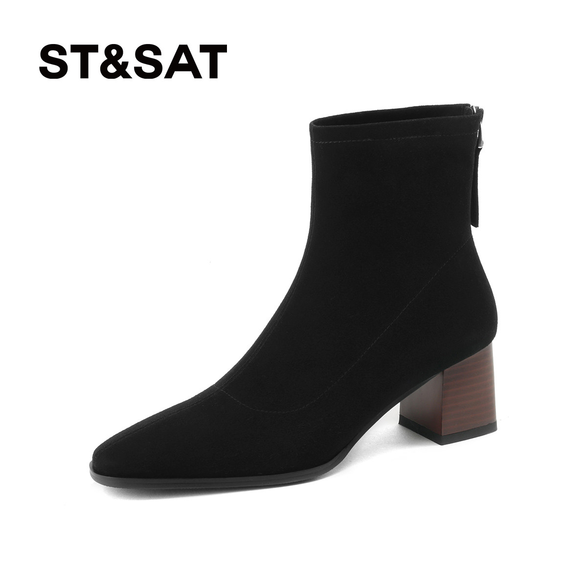 【羊反绒】2026年秋冬新款圆头粗跟短筒女靴商务通勤风时装靴保暖,淘宝优惠券,粉丝福利购,淘宝优惠卷