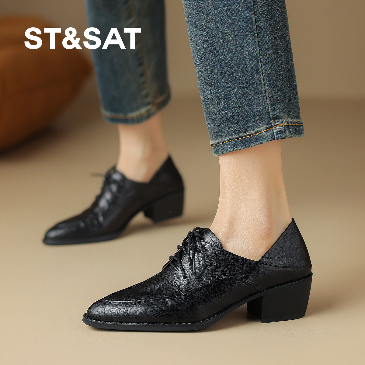 星期六法式尖头复古小皮鞋女2026新款深口高跟女单鞋百搭通勤鞋,淘宝优惠券,粉丝福利购,淘宝优惠卷