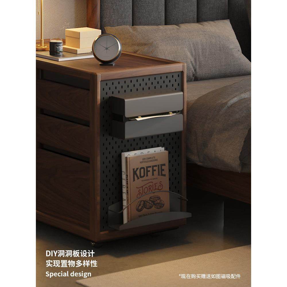 实木沙发边柜北欧客厅家用侧边几可移动小推车茶台黑胡桃木茶水柜,淘宝优惠券,粉丝福利购,淘宝优惠卷