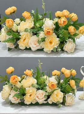 热销春夏款长形桌花餐桌花摆花生日宴会布置台花装饰会Y议长桌摆