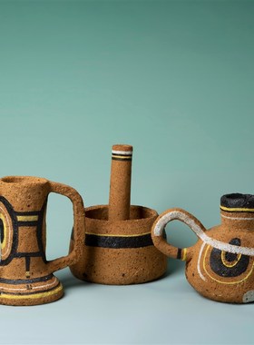 高温陶泥 阁楼合作艺术家KarmBan许迦羿陶泥作品 花瓶摆件装饰