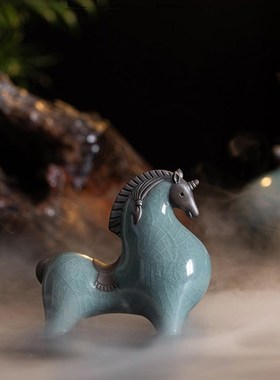 速发中国风入门玄关马茶宠饰件精品可养电视机展示柜电脑桌陶瓷装