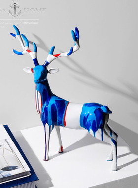 新品北欧轻奢创意树m脂工艺品鹿摆件客厅酒柜电视柜玄关家居桌面