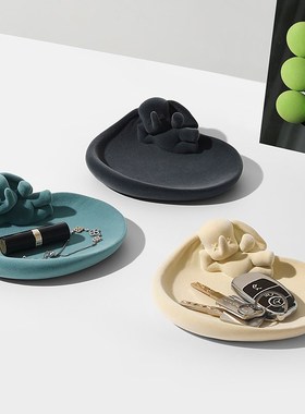 新品轻奢植绒小飞象n钥匙收纳摆件客厅桌面首饰盘入户玄关家居装