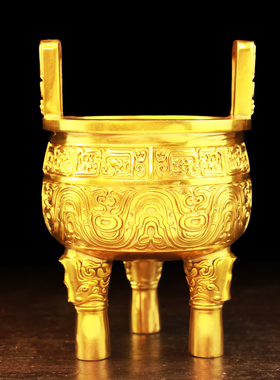 极速铜鼎b摆件纯铜三足鼎香炉招財鼎盛千秋圆鼎大号克鼎办公室开