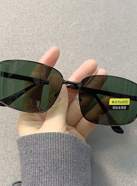 极速2022新款墨镜男士开车钓鱼偏光镜I男潮流复古眼睛方形黑色太