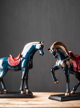 速发玄关摆件马到成功招老新中式家居装意品创饰办公室财板桌面工