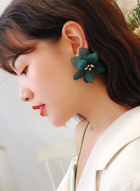 现货针日韩小清新白色花朵耳钉F气风耳饰立体树脂耳环女