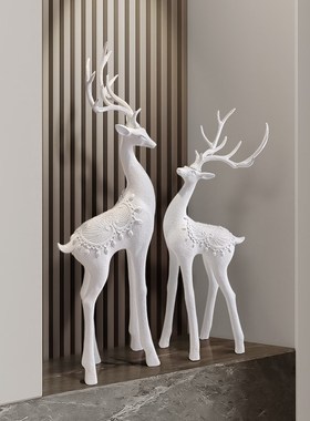 速发入户玄关鹿摆地轻奢客厅电视柜壁龛高级感落件大饰工艺装型品