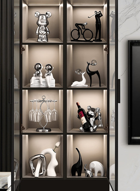 速发轻奢艺熊红酒架酒柜装饰品摆厅创意家居客件餐边柜工风品