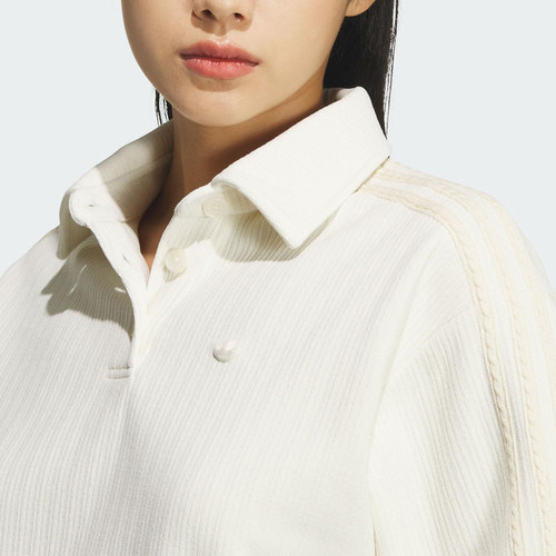 Adidas/阿迪达斯正品三叶草女士时尚宽松短款针织POLO衫KS5982 - 图2