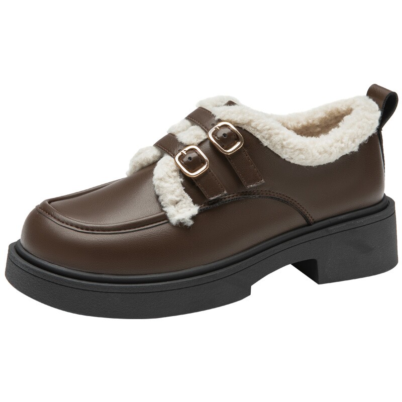 大东乐福鞋女冬季加绒女鞋2026新款厚底冬鞋一脚蹬单鞋英伦小皮鞋,淘宝优惠券,粉丝福利购,淘宝优惠卷