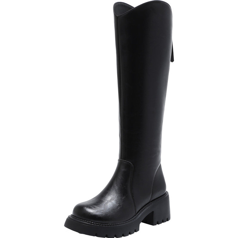 大东黑色厚底长筒靴女2026新款冬高筒骑士靴粗跟配大衣的加绒靴子,淘宝优惠券,粉丝福利购,淘宝优惠卷