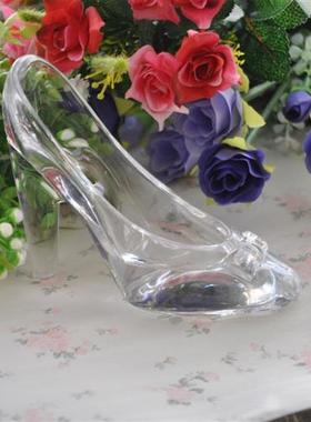 极速灰姑娘水晶i玻璃鞋浪漫七夕送女友闺密生日家居饰品创意情人