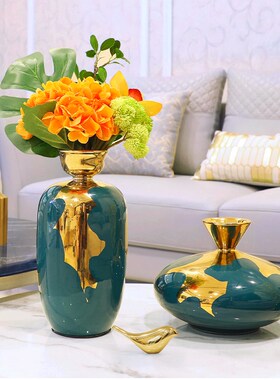 极速轻奢景德g镇陶瓷大花瓶摆件新中式客厅家居电视柜插花样板间