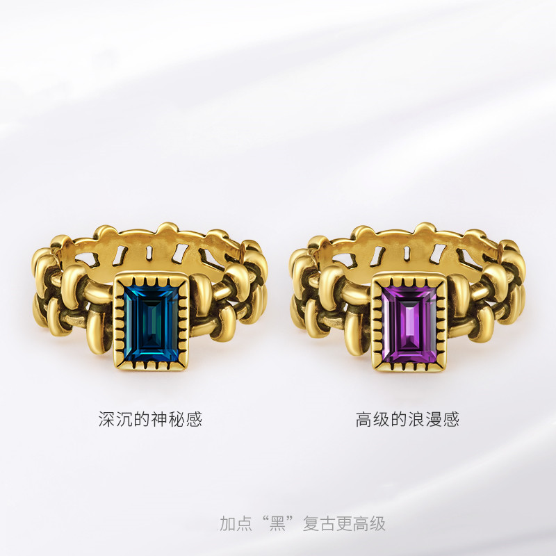 速发沉谜亚特兰蒂斯复古黄金色开口戒指个性气质网红明星同款戒指