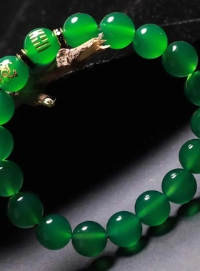 极速五行木手链本命年五行属w木手链手串天然绿玉髓水晶小叶紫檀