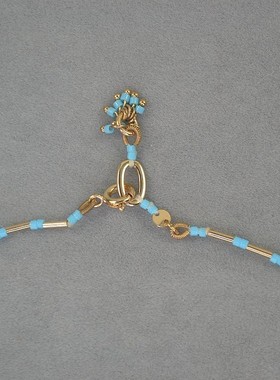 极速RA 蓝色串s珠 铜管镀金 短款 项链