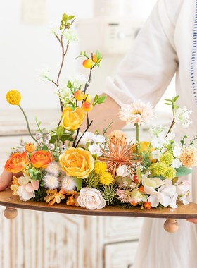 阿楹 法式高档轻奢大气餐边电视柜软装摆件玄关窗台新家花艺盆栽