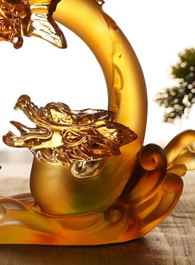 速发琉璃锦鲤鱼财跳龙门摆件招跃客厅酒柜装饰品开业乔迁新居礼高