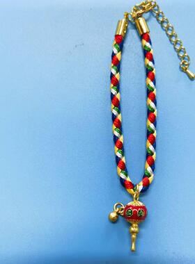 大昭寺五色经幡绳景泰蓝六字真言手链精美灵动扎西德勒