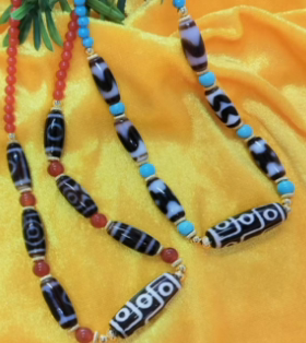 大昭寺玛瑙九眼.多宝天珠颈项链民族风，配带精美扎西德勒