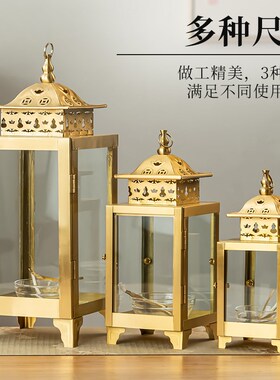 新品纯黄铜油灯酥油n灯盏苏油灯寺庙长明灯防风罩四面天灯神明佛