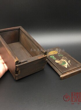 新品仿老镶嵌鸳鸯戏水带机关首饰盒木G盒小盒子仿古木雕储物收纳