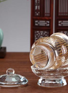 秦歌大悲咒水杯供佛家用供奉观音圣水杯玻璃莲花供杯供水杯供佛杯