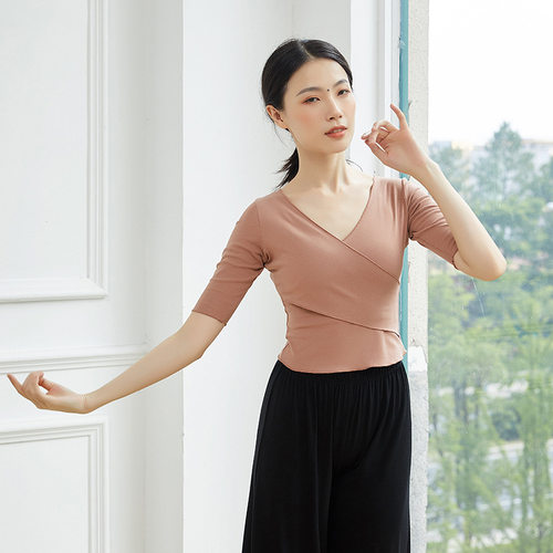 速发舞服装族人舞蹈练功服上衣形夏体季拉丁中国民成古典舞 - 图0