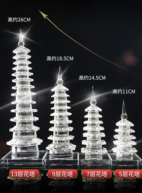 速发水晶塔昌文1层九石摆件十三层书桌白玉层书房办公桌家居装饰