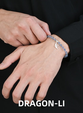 DRAGON LI狸花猫海蓝宝925银燕子手串情侣配色饰品闺蜜礼物