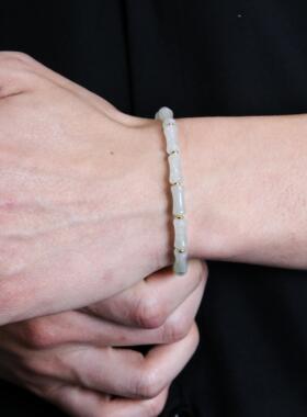 DRAGON LI狸花猫5mm冰翠玉竹节招财转运串珠情侣饰品闺蜜礼物