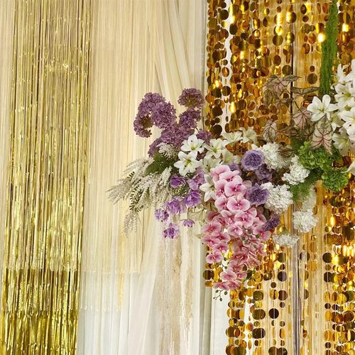 极速婚庆布置圆形亮片串珠光门帘挂帘G镜面婚礼舞台背景吊顶装饰 - 图2