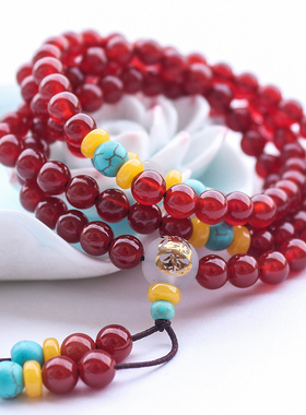 极速黑曜石手链红玛瑙水晶1t08 生肖守护神本命佛男女情侣多圈手