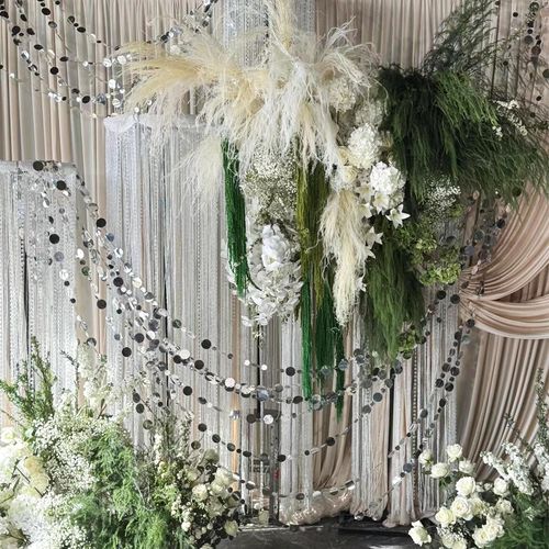 极速婚庆布置圆形亮片串珠光门帘挂帘G镜面婚礼舞台背景吊顶装饰 - 图1