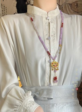 极速明制马面裙汉服平安锁璎珞背云流苏项链新中式古W风国风小众