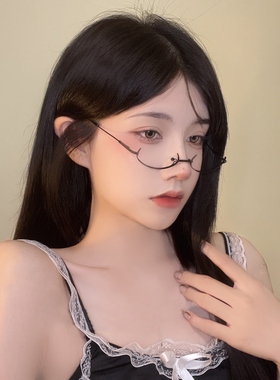 极速日系可c爱纯欲风下半框眼镜框网红眼镜无镜片拍照道具装饰御