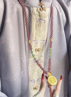 极速时b来运转绿玛瑙串珠沙金项链新中式国风复古古风毛衣链