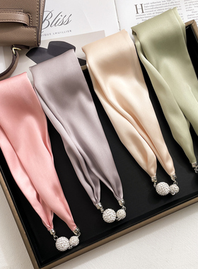 极速甲状腺术後遮挡项链夏u天围脖夏季薄款脖套颈部装饰磁扣丝巾