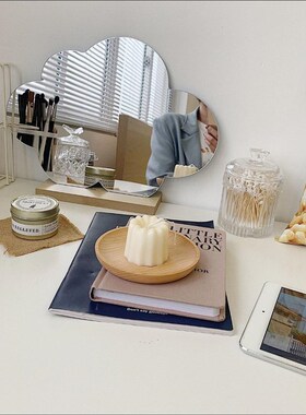 新品日式原木云朵镜子ins不规则异F形房间装饰韩国台式梳妆镜拍照