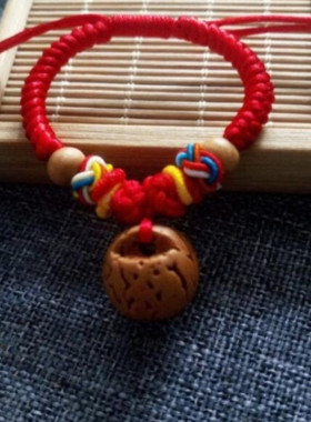 新品桃核手串女款k桃木天然野生桃子核压宝宝惊婴儿童防惊吓红绳