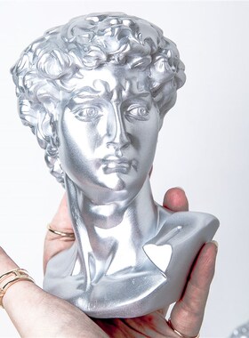 新品白色金眼小卫ins电镀银石膏工F业风摆件北欧简约装饰拍照道具