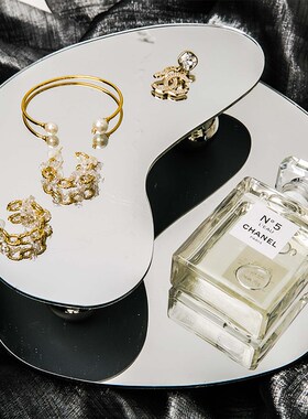 新品亚克力镜面i托盘不规则异形陈列展示玄关首饰品拍照道具ins风