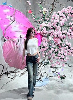 极速巨型鲜花蝴蝶 大摆件婚礼活动打卡点店N铺商场美陈列门头装饰