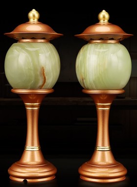 极速新款纯铜佛具用品供奉供具z香炉套装玉石贡品果盘佛前灯供佛