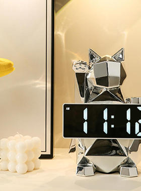创意轻奢电镀摆件电子闹钟客厅卧室家用玄关装饰品卧室饰品